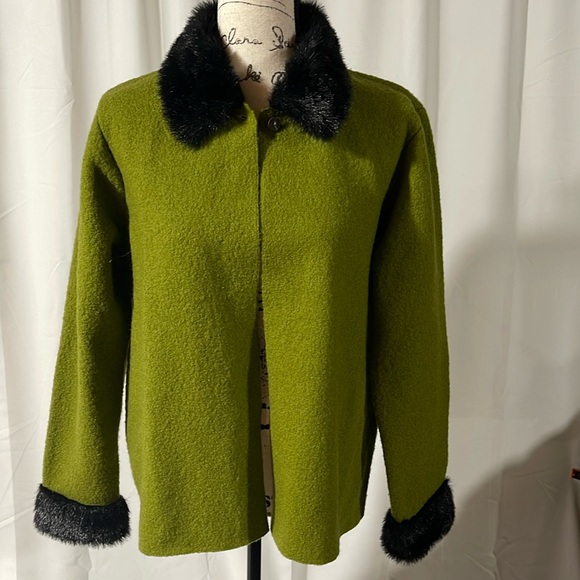 Carole Little Green Wool Vintage Jacket Med - Picture 1 of 7